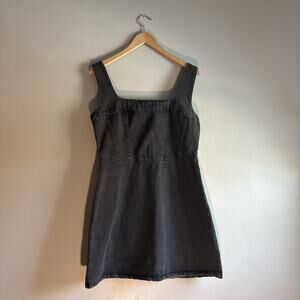 Lulus Women's Washed Black Denim, Jean ￼ Corset Seam Mini Dress Size Medium